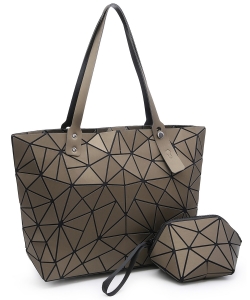 Fashion Geometric Checker 2-in-1 Shopper 6628 COFFEE